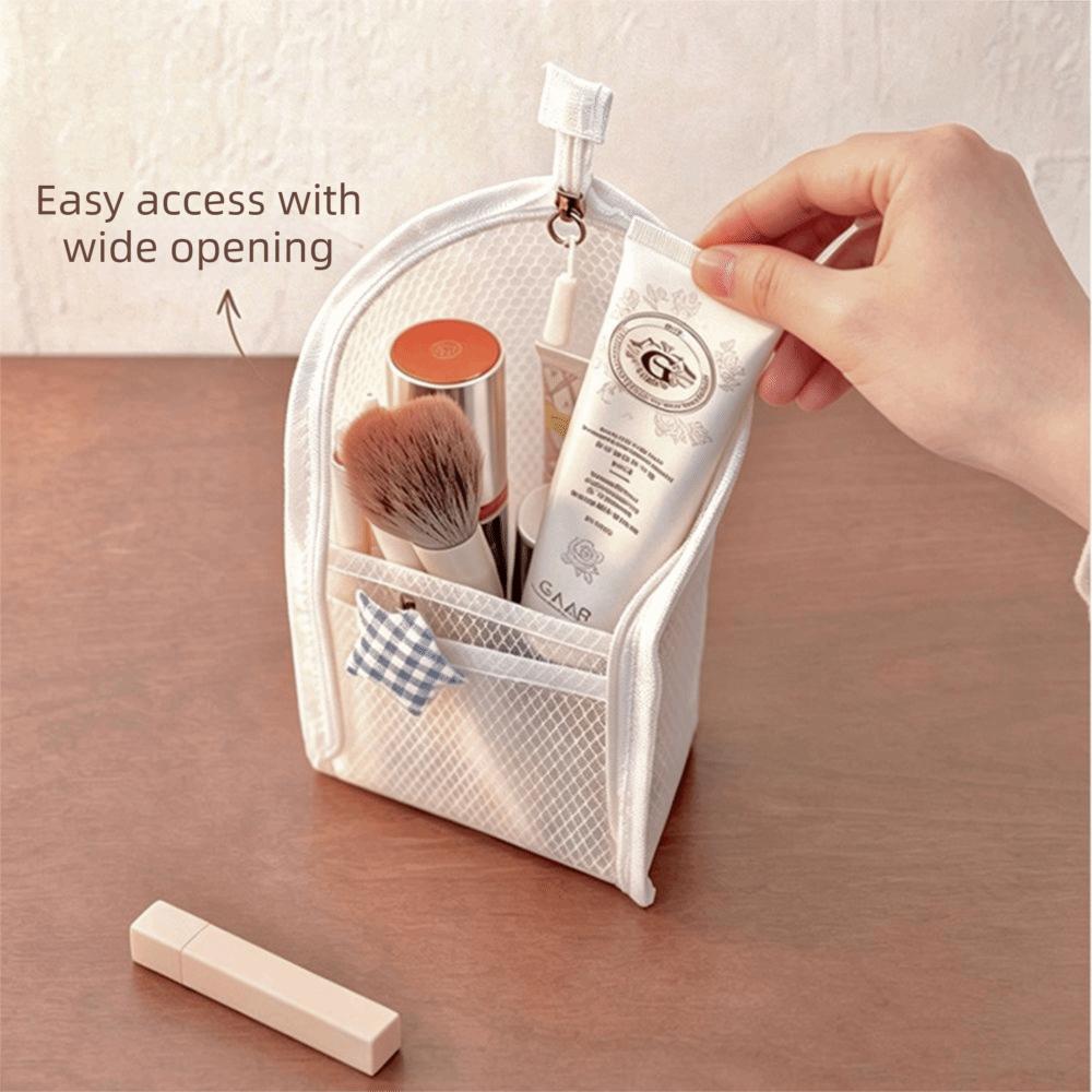 Waterproof EVA Mesh Toiletry Bag Clear Mesh Vertical Toothbrush Holders Travel