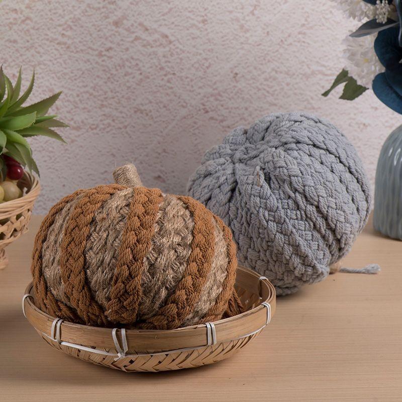 Table Halloween Pumpkin Top Decoration Handmade Woven Crafts Cotton Material