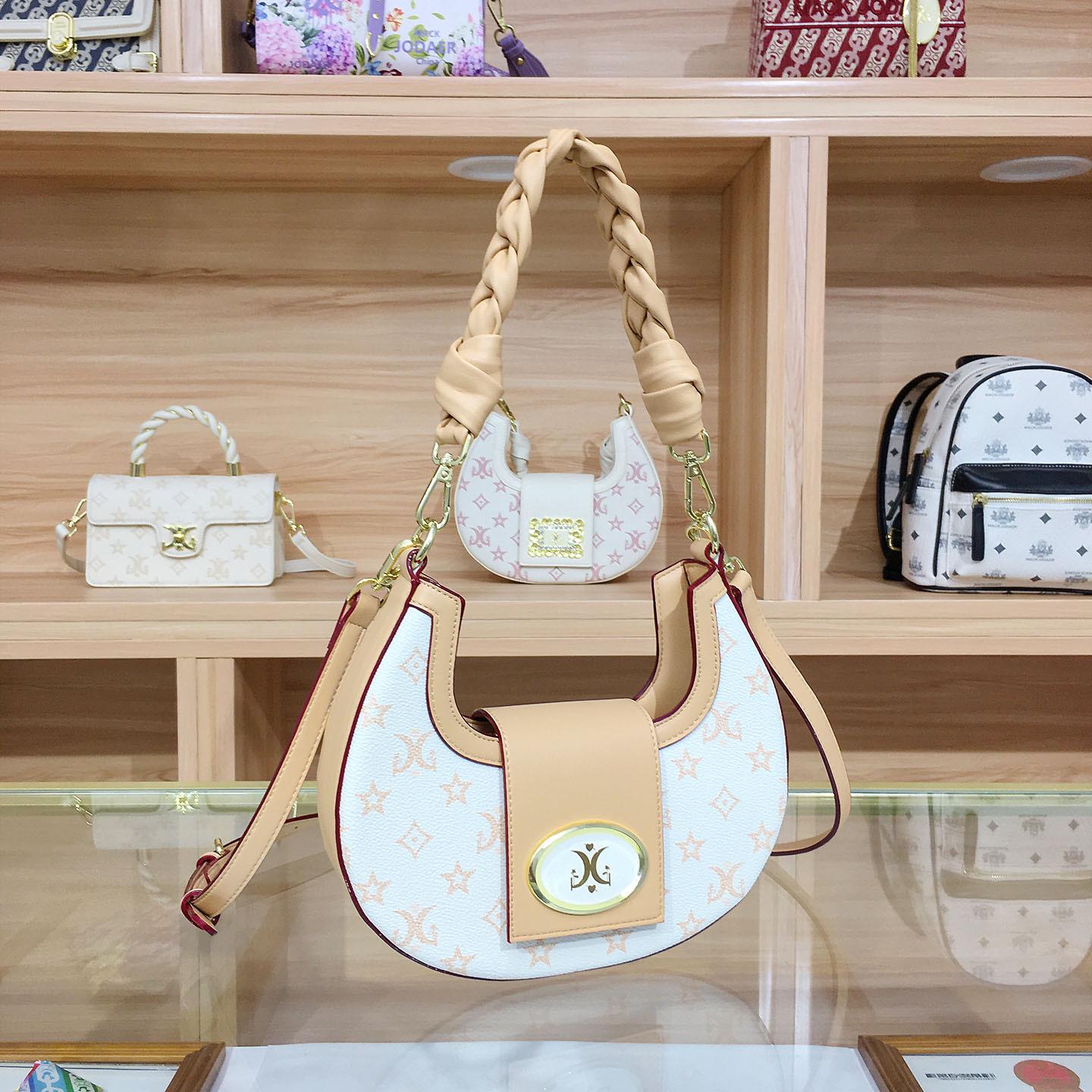 Ретро Сумка-багет Полумесяц в стиле Color Block - Женская Плетеная Сумка на Плечо Высокого Качества