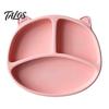 Non Slip Baby Plate Silicone Suction for Toddlers, Cute Bear Shape Unbreakable Divided Travel Feeding Toddlers Bowl, Tray Infants And Kids