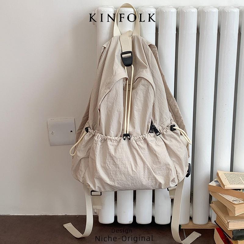 

2025 New Women s Bag Multi-pocket Drawstring Backpack Neutral Couple Korean Style Fashionable College Student Class Cloth