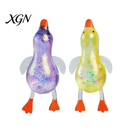 Stretchy Duck Squeeze Toy 2/3/6Pcs Mini Glitter Transparent Lying Anxiety Relief Slow Rising Sensory Stress Ball Animal Shape