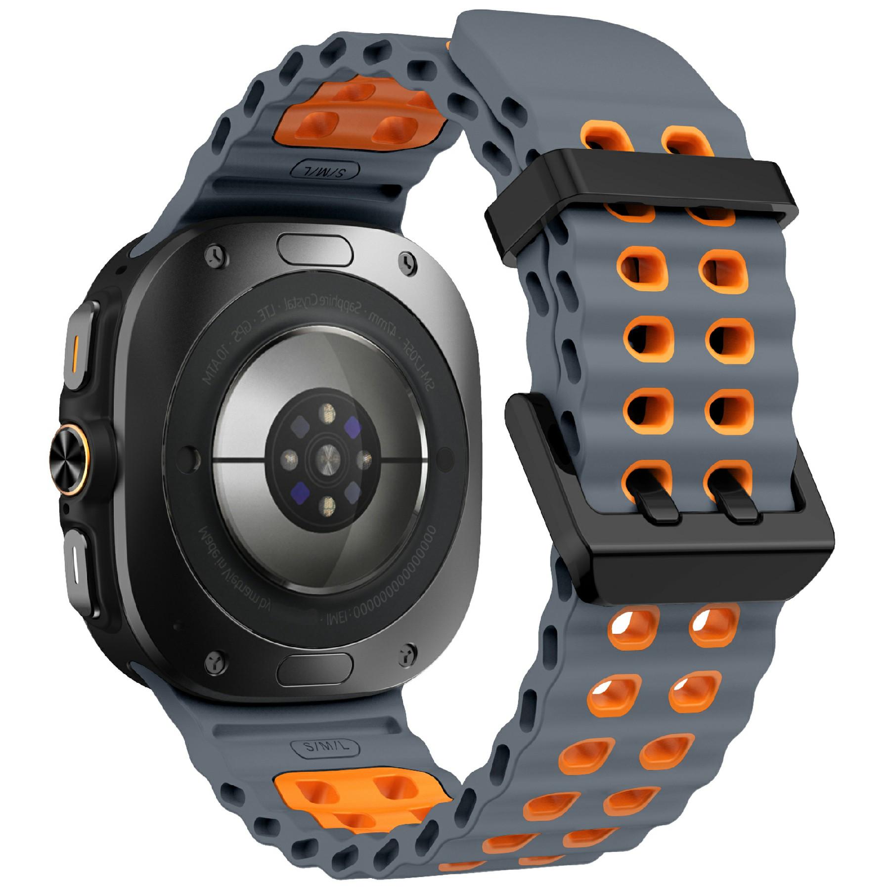 

Заміна силіконового ремінця для Samsung Galaxy Watch Ultra 47 мм, подвійного кольору Grey+Orange