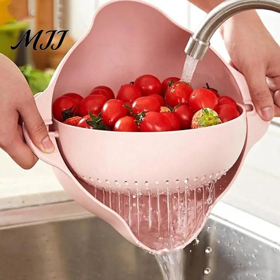 Detachable Drainer Bowl Double Layer Vegetable Washing Basket, Multifunctional Draining Fruit Plastic Strainer for Kitchen & Colander, Sink Gadget