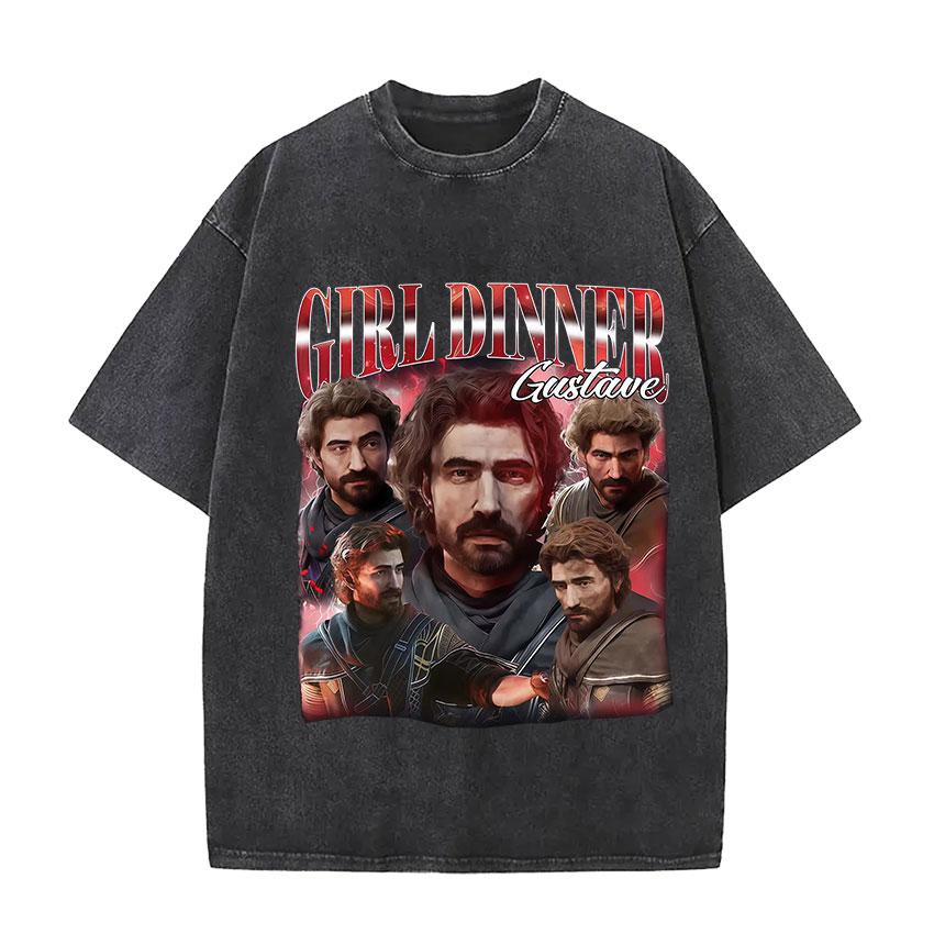 Esquie Clair Obscur Expedition 33 Vintage Washed Graphic T Shirts Men Gothic Classic Punk Short Sleeve Tshirt Unisex Streetwear
