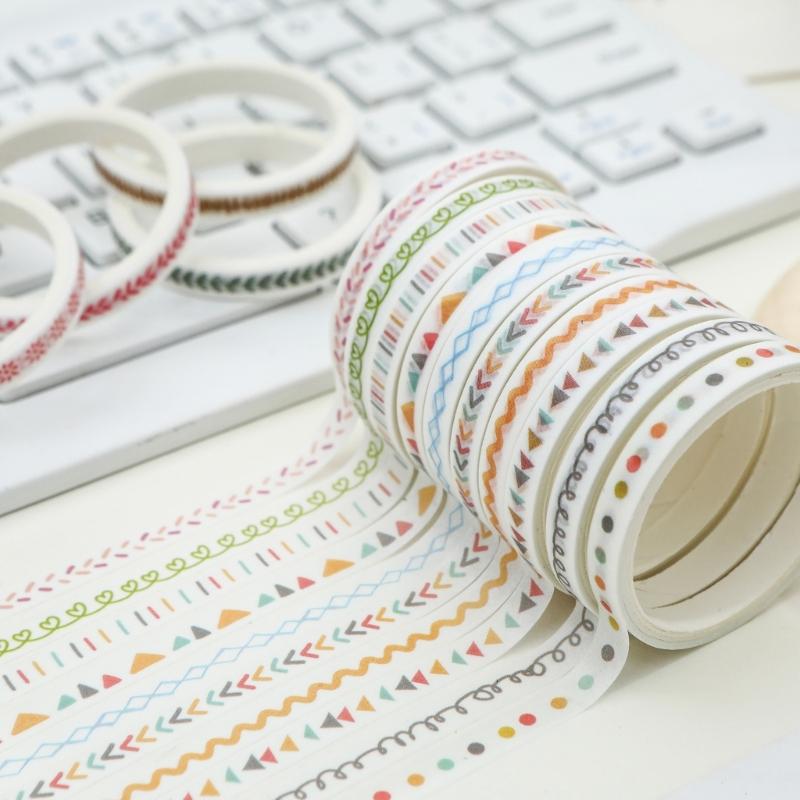 10 Rolls Vintage Decorative Tape Scrapbooking Decorative Tape 5mmX2M for Scrapbooking Journal Notebook Photo Frame