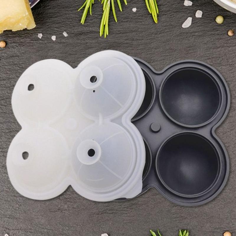Ice Ball Maker Mold Ice Maker 4 Cavity Silicone Kitchen Sphere Ball Mold Easy Release For Whisky Cocktails Coffee Water