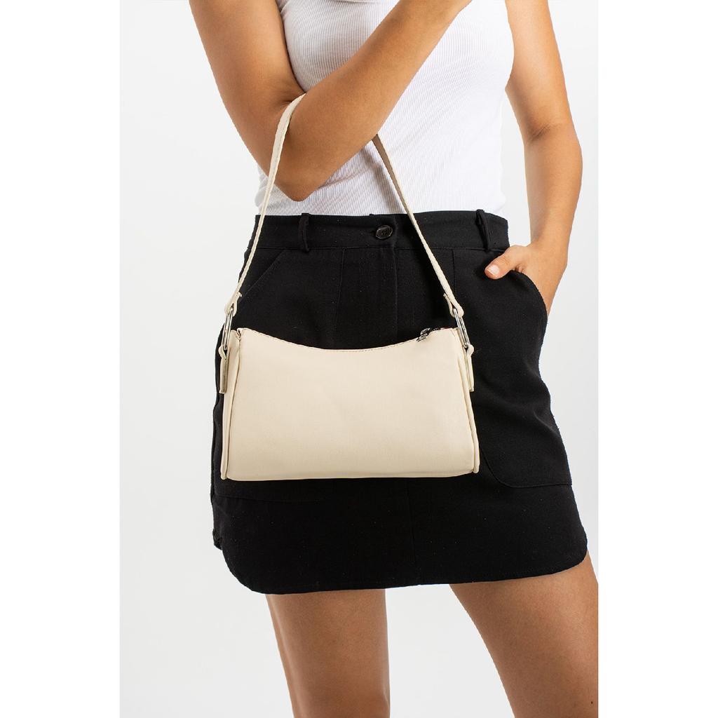 Women's Lined Zipper Closure Baguette Ring Handbag And Shoulder Bag