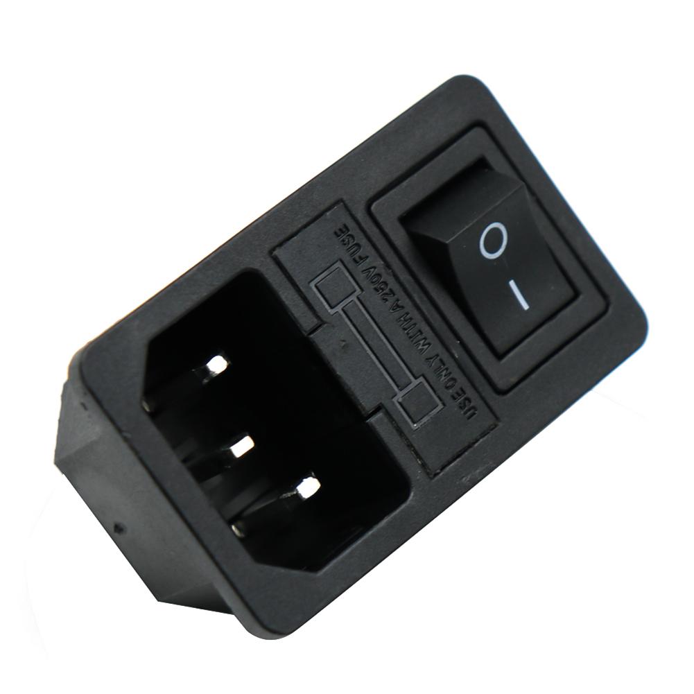 About 5x3x3cm IEC320 C14 3-Pin Socket 10A Rated Current 250V Rated Voltage Compact Size Illuminated Rocker Switch