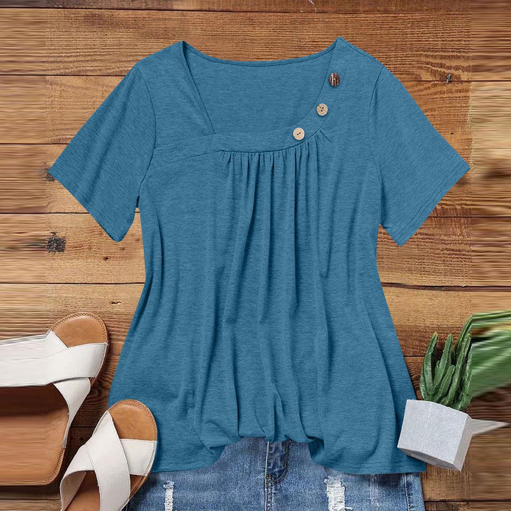 Summer Tops For Women Solid Color For Women O-Collar Short Sleeve Comfy Womens Tops Tshirtss