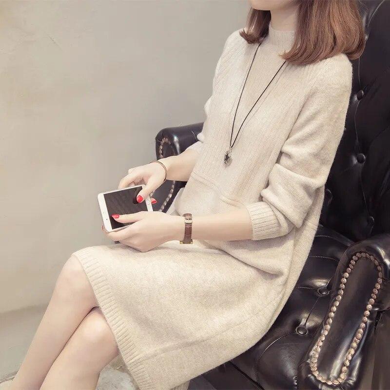 Coltrui Jurk Dames Herfst Winter Gebreide Truien Truien Trui met lange mouwen