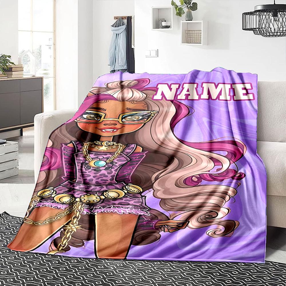 Custom Name Bold Beautiful Character Design Party Blanket For Couch Bed Plush Cozy Fuzzy Blanket Super Soft Warm Blankets For Fall And Winter 091636