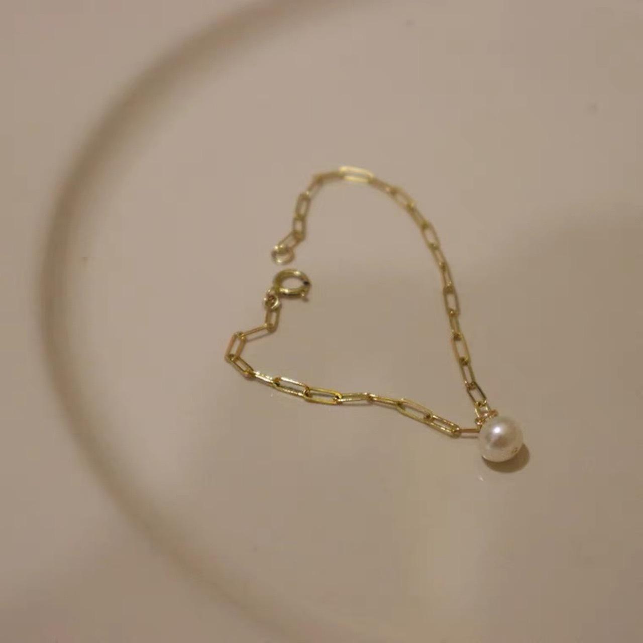 

Trendy versatile design diamond zircon pearl bracelet women s summer natural freshwater pearl ins niche design 14k gold bag 16cm3cm