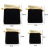 5-10pcs/lot Velvet Drawstring Jewelry Bags Gold Color Trim Bracelet Necklace Storage Pouch DIY Christmas Party Gifts Packing Bag