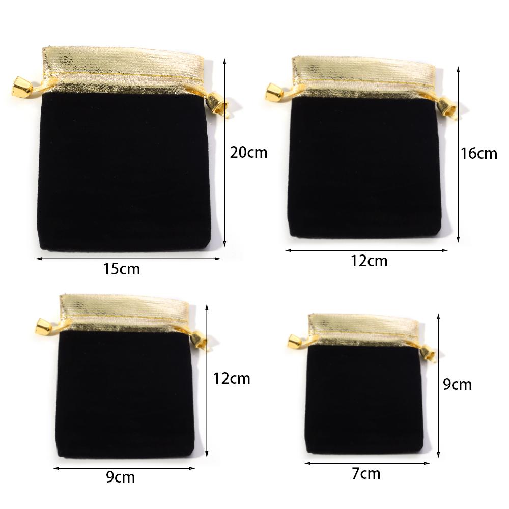 5-10pcs/lot Velvet Drawstring Jewelry Bags Gold Color Trim Bracelet Necklace Storage Pouch DIY Christmas Party Gifts Packing Bag