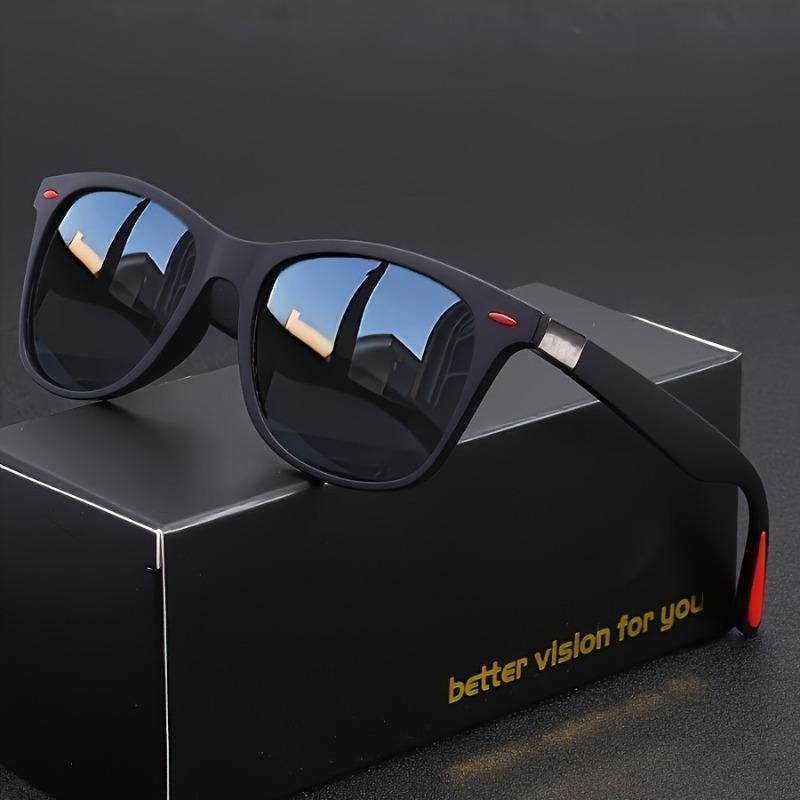 1 Unisex Vintage Fashion Glasses - Black Rectangular Frame Suitable for Adventure and Casual Activities Stylish Shield Design