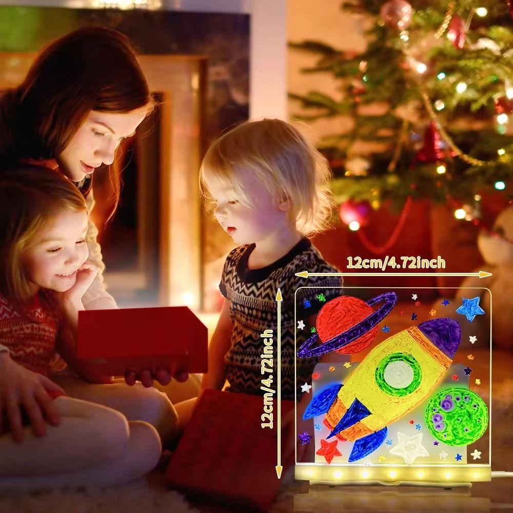 Colorful 7 Pens LED Note Board with Night Light Desktop Illuminated Wordpad  Bar Advertising
