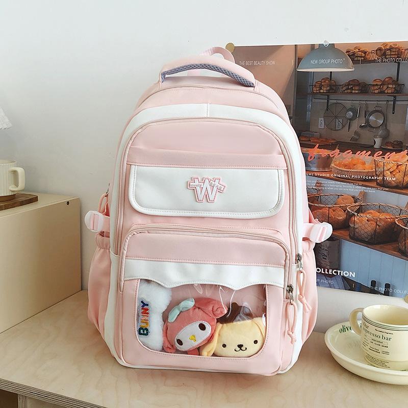 College junior high school student schoolbag, primary school student contrasting color backpack, new large-capacity high-value schoolbag