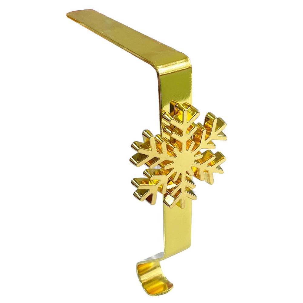 Christmas Themed Metal Socks Hook Square Shaped Snowflake Fireplace Long Tube Socks Hook Garland Hangers for Fireplace Hanging