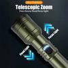 Rechargeable Zoomable Flashlight with Flame Ignition White Laser Core 4 Level Power Indicator Fresnel Lens for Outdoor Camping