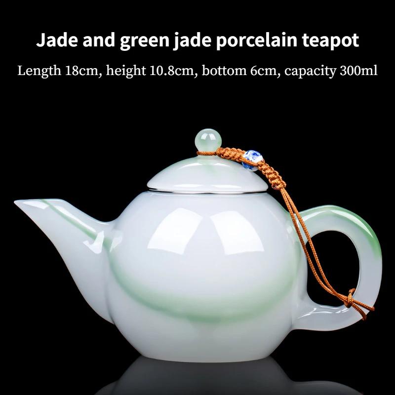 Jade and Green Jade Porcelain Teapot Kung Fu Tea Set Teapot Large Capacity Single Pot Tea Maker Exquisite Tea Accessories