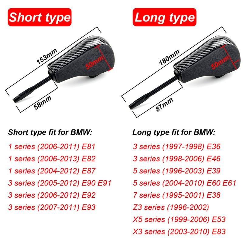Fit For E36(97-99) E38 E39 E46 Z4 Z3 E53 X5 X3 E60 E61 Automatic AT Short Long Gear Stick Car Shift Gear Knob