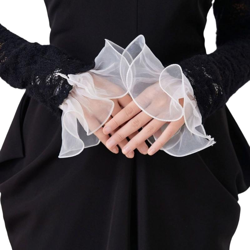 

Floral Lace Detachable Collar Accessory Lightweight Polyester Cuff Fashion Half Shirts For Women Men Elegant Outfits