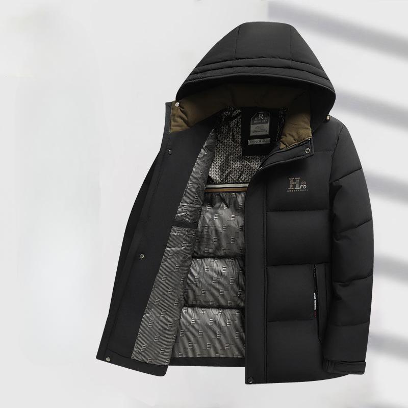 Giacca imbottita di cotone calda e spessa autunnale e invernale con cappuccio, business casual per mezza età