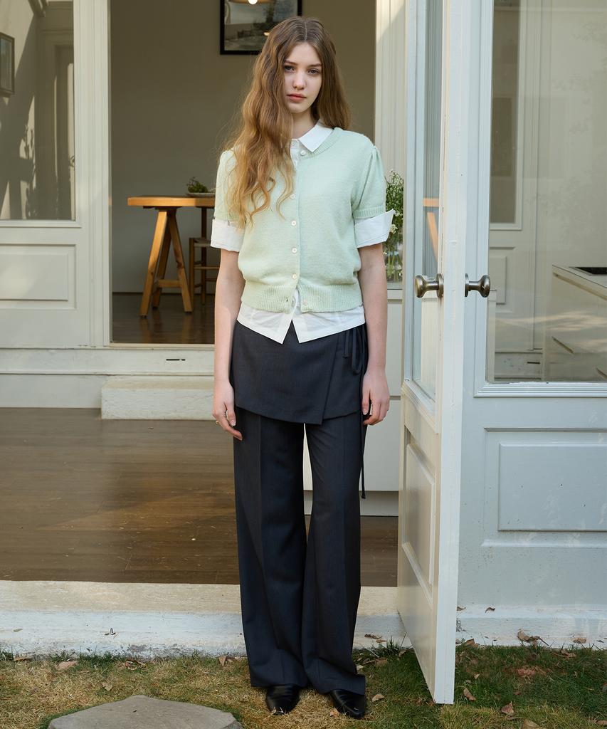 LETTER FROM MOON Mauve Skirt Layered Slacks (Charcoal)
