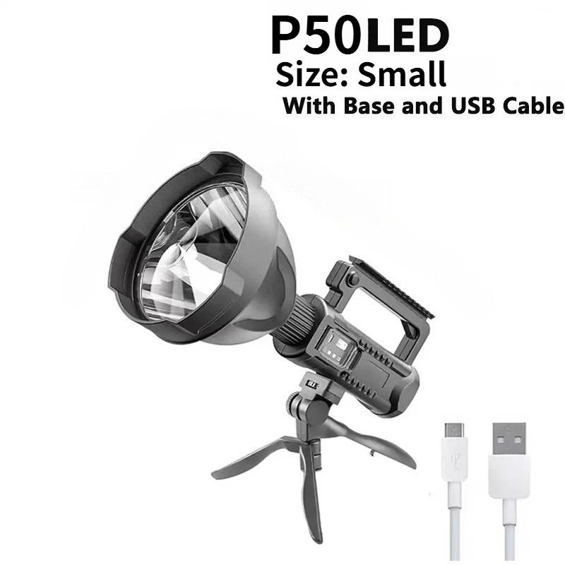 Portable Powerful LED Flashlight Mountable Bracket Handheld Searchlight USB Rechargeable Spotlight Waterproof Torch Light