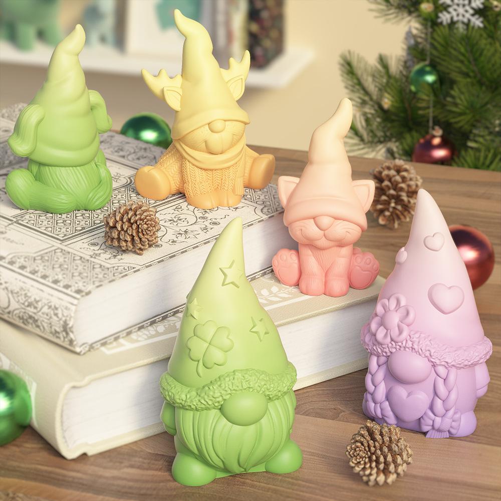New Faceless Dwarf Candle Silicone Mold Handmade 3D Santa Claus Aromatherapy Cream Resin Doll Mold Christmas Party Crafts Gift