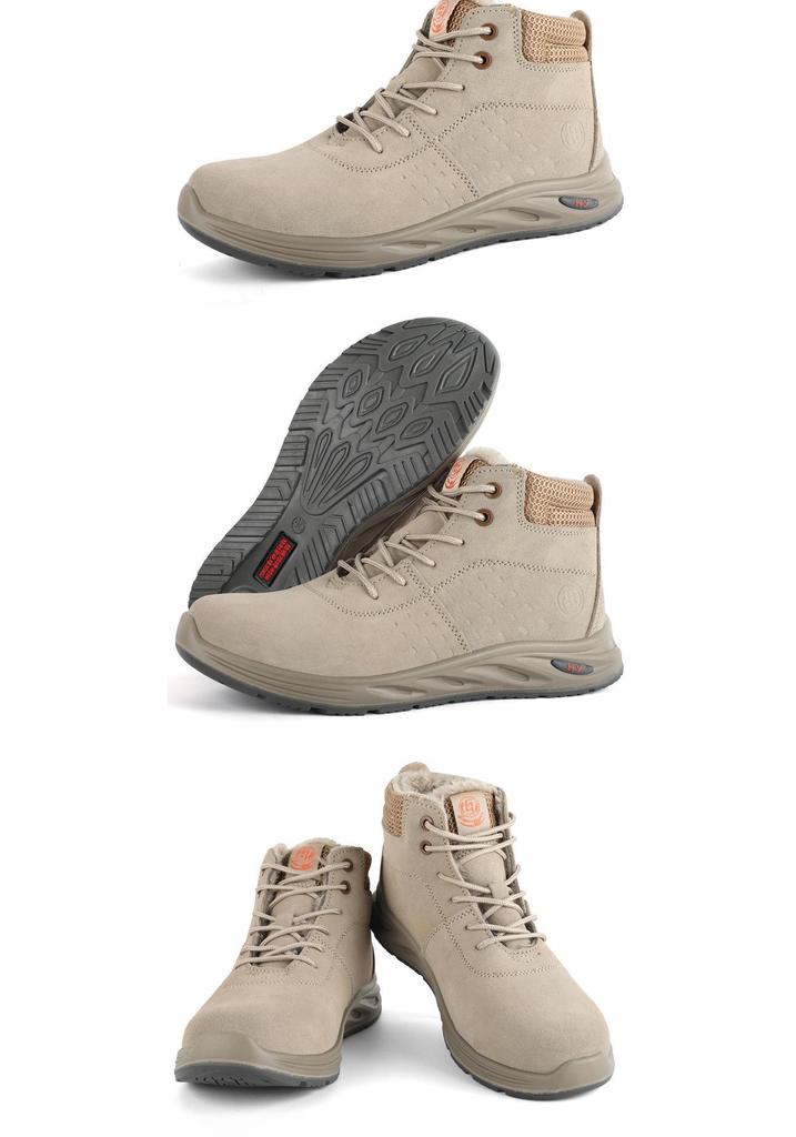 Insulated Suede Cowhide Construction Boots: Wear-resistant, Anti-smash, Puncture-proof, Anti-scald, and High-top for Autumn/Winter.