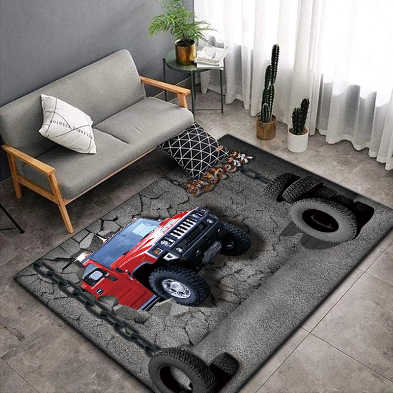 3D Vintage Car Area Rug Large,Carpet Rug for Living Room Bedroom Sofa Decoration,Doormat Kitchen Non-slip Floor Mat Picnic  Camp