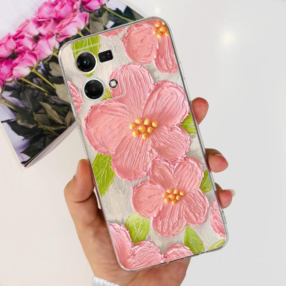 For Oppo Reno7 4G Case CPH2363 Cute Cat Dinosaur Flower Soft  Clear silicone Protector Back Cover For Oppo Reno 7 Phone Capa