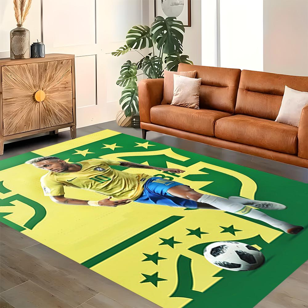 Brazilian Football Star rug for living rooms, bedrooms, home décor, and as gifts.