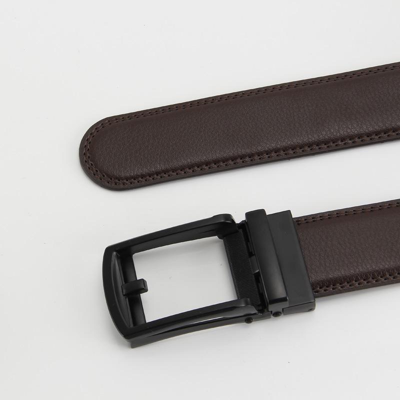 

Ремень с обратной пряжкой Автоматическая пряжка Двухслойный ремень из коровьей кожи Мужской повседневный ремень 110-130cm