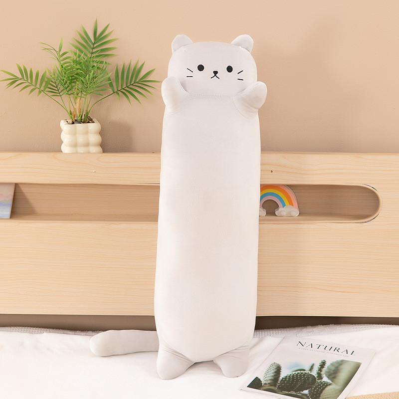 Cuscino Corpo a Forma di Gatto in Peluche Corto Per Dormitori Laterali Con Supporto per le Gambe