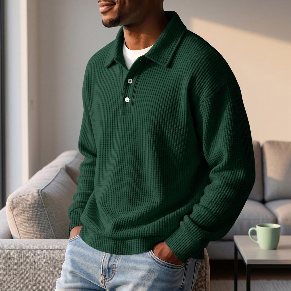 Men's Casual Long Sleeve Knit Shirt Color for Athletic Wear