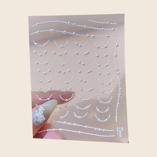 Rose Nagel Klebeaufkleber Französisch Falsche Perlen Kunststil Selbst PVC Wasserdicht DIY Abnehmbar Geprägt