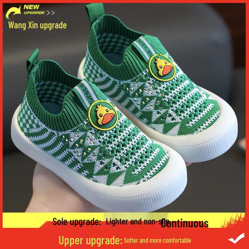 Hohle atmungsaktive Mesh Flyknit Slip-On Schuhe für Kinder - Rutschfeste weiche Sohle, lässige Babyschuhe