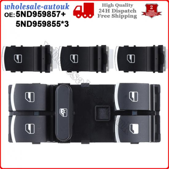 4Pcs Set Chrome Window Switch Control For 4 Door For VW Passat Golf MK5 6 Jetta
