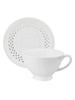 WHITE CERAMIC CUP 260ml WITH OPENWORK SAUCER FOR COFFEE AND TEA