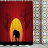 Elephant Silhouette Shower Curtain African Safari Sunset Design Red Yellow Background Wildlife Art Bath Decor Waterproof Fabric