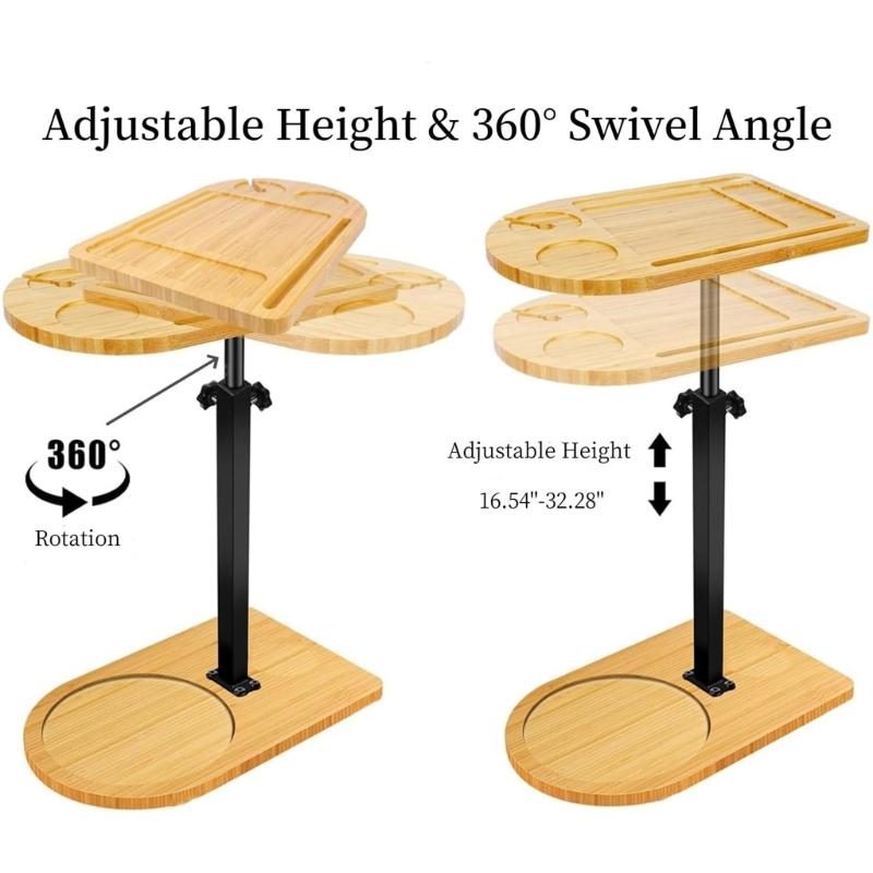 Organisateurs de plateau de baignoire multifonctionnels en bois avec design à rotation à 360° et surfaces imperméables Table d'appoint portable pour baignoire