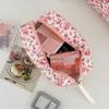 Fashion Pink Flower Women's Clutch Bag Toiletry Makeup Tool Storage Pouch Portable Tote Travel Quilting Cosmetic Bag Handbag