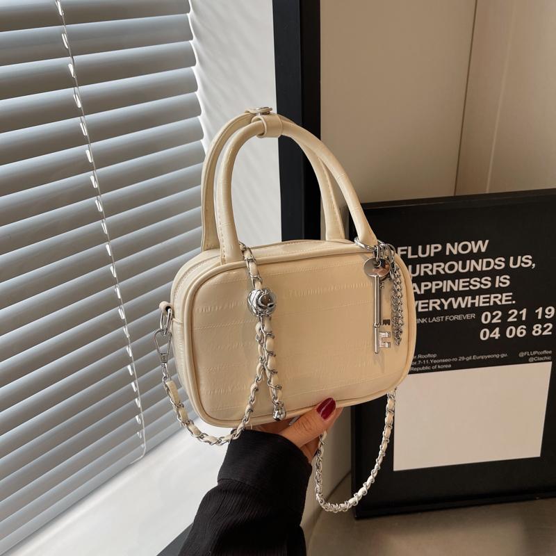 New textured silver small square bag niche versatile large capacity simple shoulder messenger bag bag women