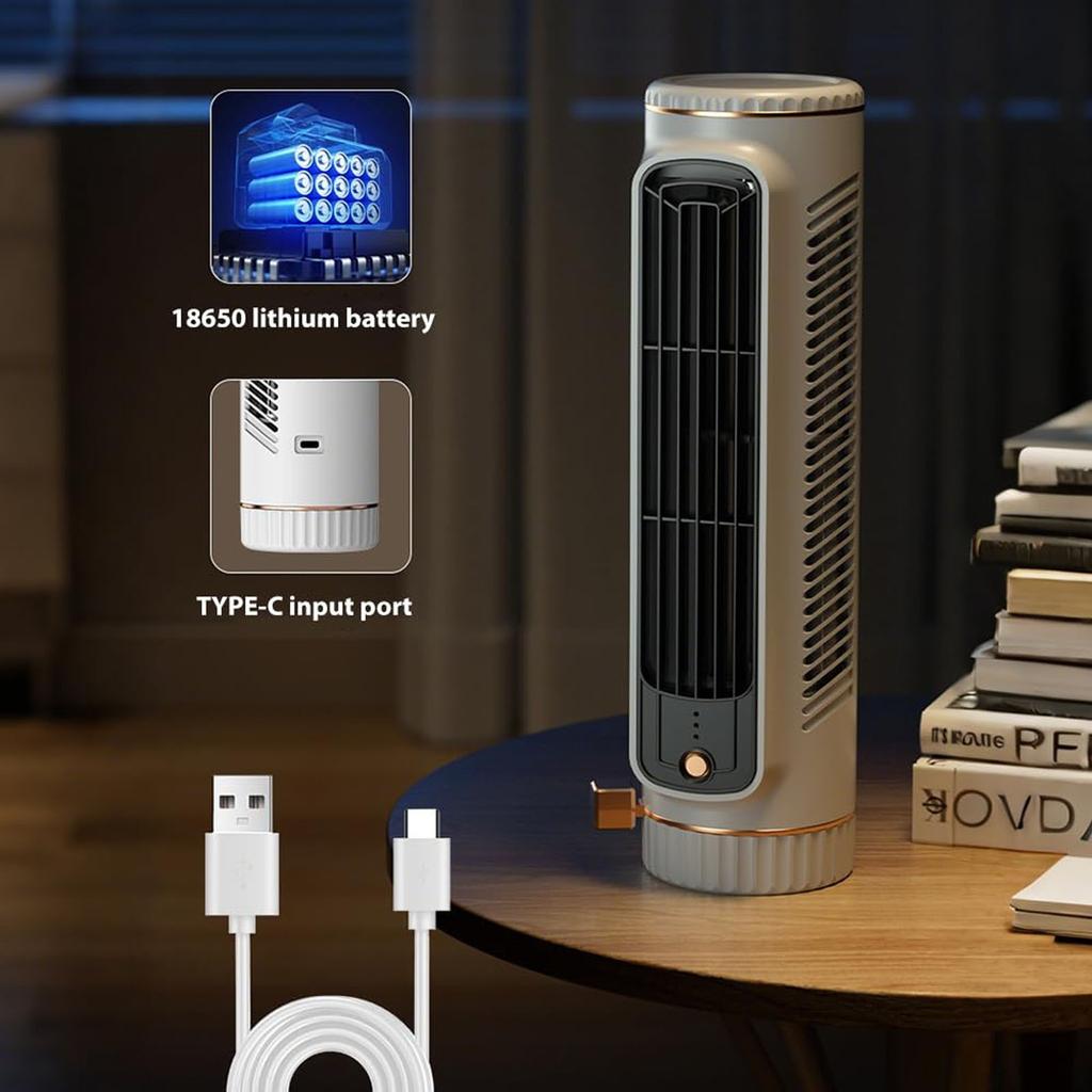 Quiet Tower Fan, Portable Automatic Remote Head Conditioner, Energy Saving & High Efficiency USB Personal Conditioner