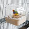 Splash Proof Bird Bath Cage Wall Hanging Detachable Parrot Bathing Pool Large Capacity Plastic Parrot Feeding Box