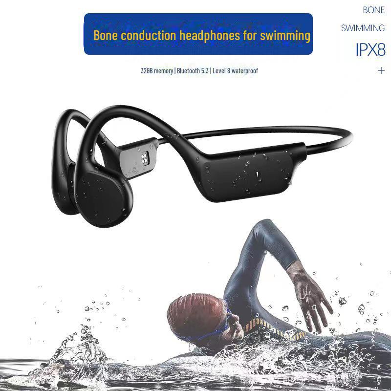 

Водонепроникна спортивна Bluetooth-гарнітура Bone Conduction X7 - ідеальна для плавання, бігу та активного відпочинку на природі, бездротова конструкція без вкладишів. 5.3 chip + level 8 waterproof + 32G чорний