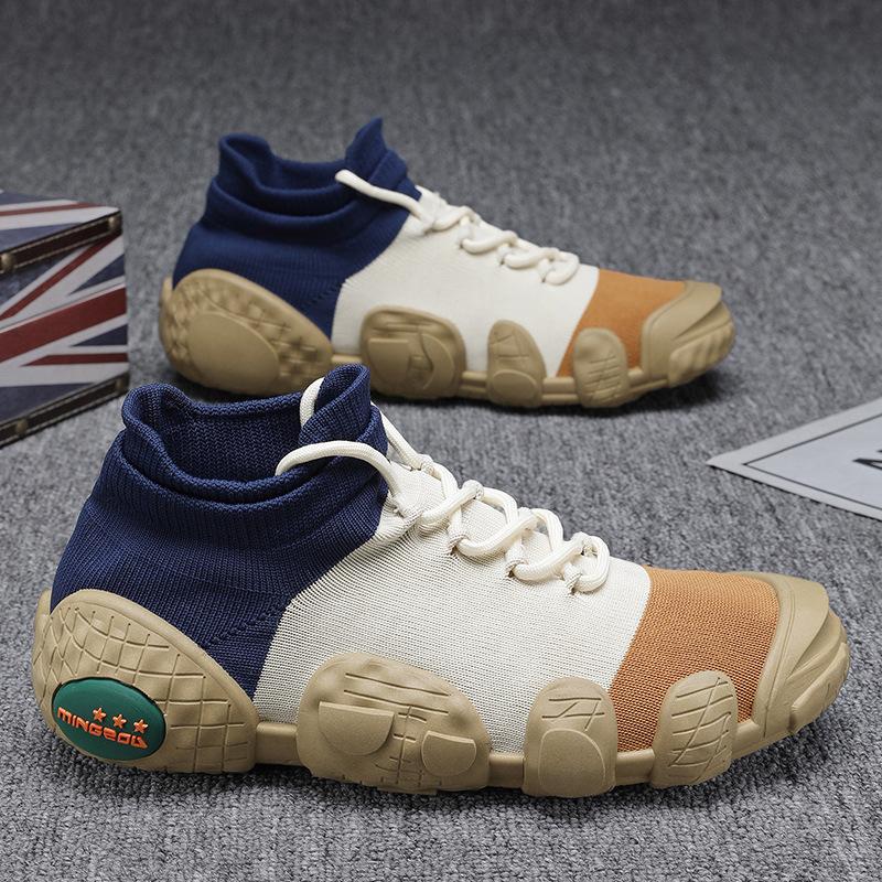 Large size fly-woven casual shoes breathable sports travel outdoor shoes men's fashion mesh Korean version trendy dad shoes